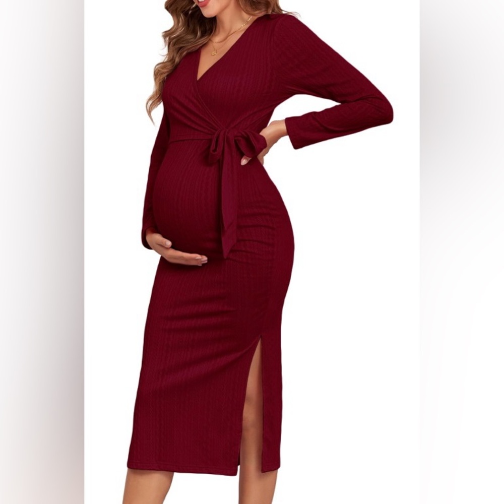 Burgundy Maternity Nursing Dress